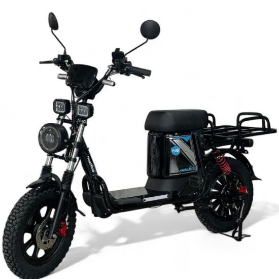 صورة دراجة كهربائية قوية بمقعد عريض وحامل أغراض خلفي